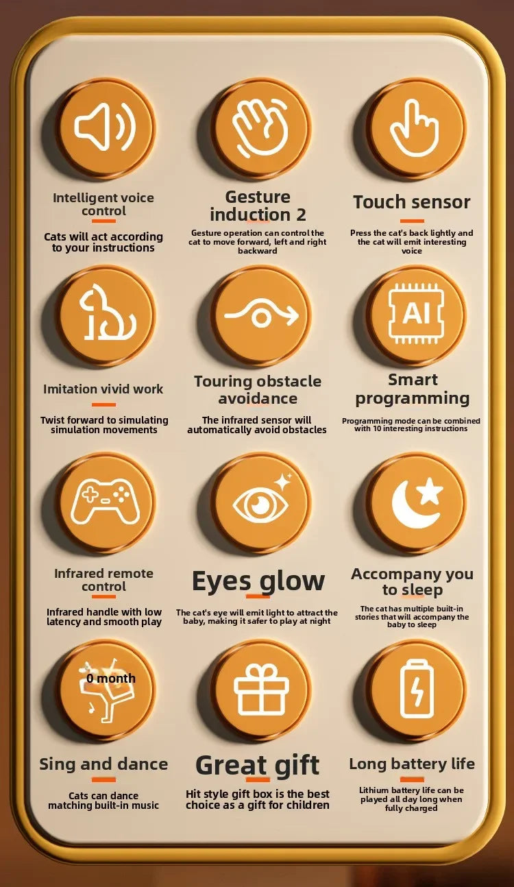 Smart Robotic Cat Toy - Interactive Walking & Meowing Robot for 1-3 Year Old Boys/Girls w/Remote Control