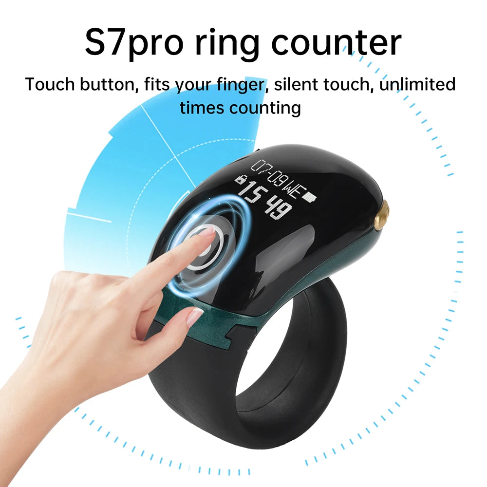 S7pro  0~99999 Ring Counter OLED Display Type C Bluetooth APP Control Monitor Electronic Finger Counter Three-speed