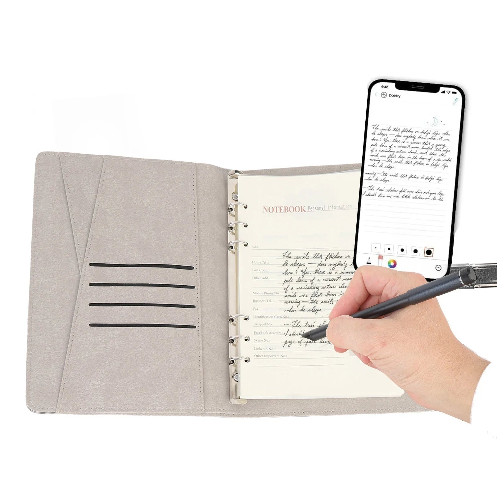 Bluetooth Notebook Smartpen Pen Stroke Playback Convert To Text Smart Pen Writing Set OCR Recognition for Study Notes Drawing