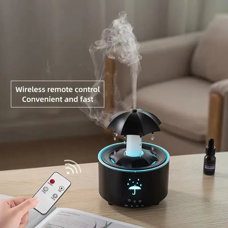 Cloud Rain Humidifier Raindrop Aroma Essential Oil Diffuserremote Control Night Light Desktop Fountain Water Drop Sound For Home