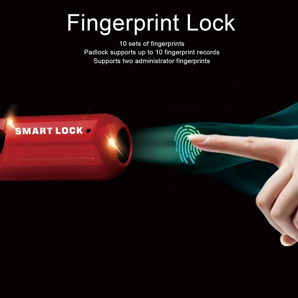 Smart Fingerprint Padlock for Locker Small Rechargeable Fingerprint Lock Keyless Biometric Thumbprint Padlock Locker Suitcase