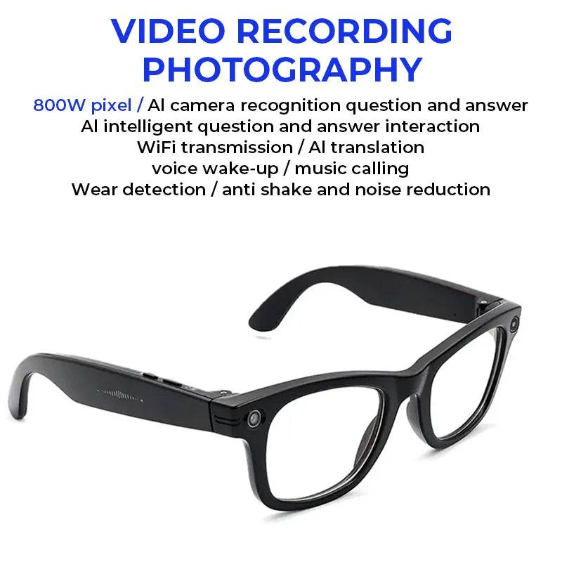 AI Smart Glasses - Touch Control AI Chat GPT Model 800W High-definition Shake-proof Real-time Translation Anti-blue Light
