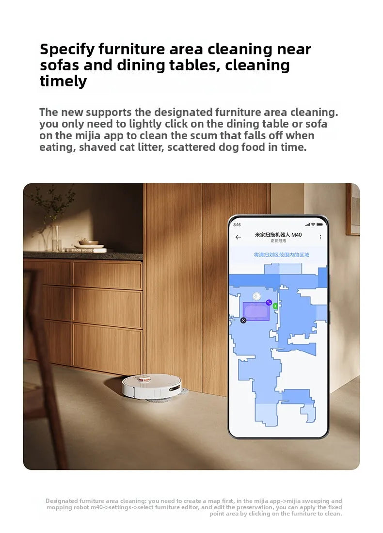 Xiaomi Mi Home Robotic Vacuum Cleaner M40,M40S with Mechanical Arm Sweeping and Mopping Intelligent Appliance