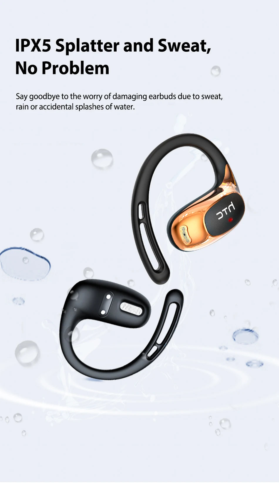 HTC NE35 Bluetooth V6.0 AI Translation Earphones OWS Sport Headphone Comfortable Ultra-light Earhook Wireless Headphone with Mic