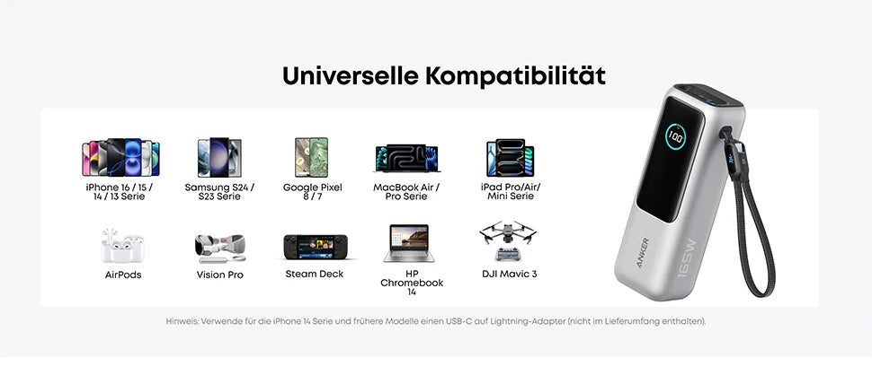 Anker Laptop Power Bank, zewnętrzna bateria 25 000 mAh Z 3 portami USB-C o mocy 100 W do ładowania wielu urządzeń