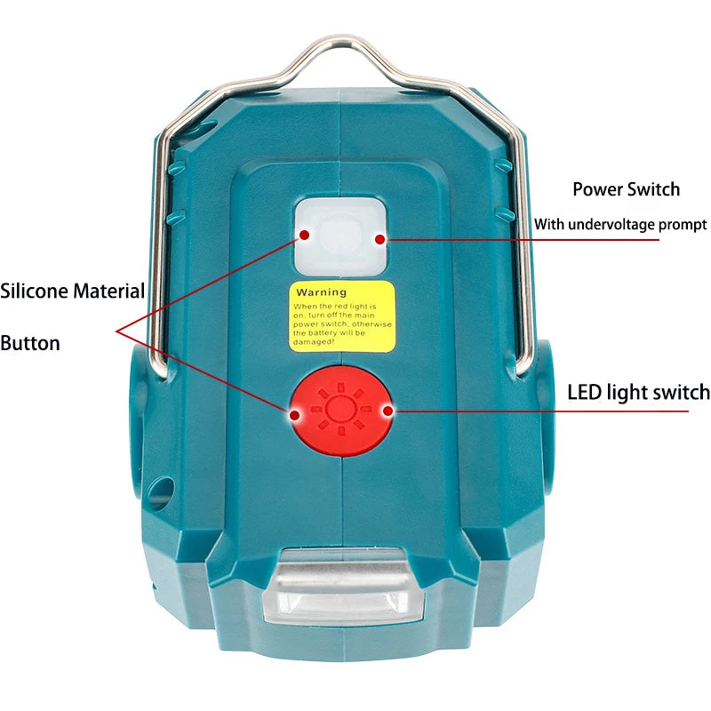 Power Inverter for Makita 18V Battery,DC 18V to AC 120V/220V Portable Power Station with USB,Type-C 280lm LED Light for Camping