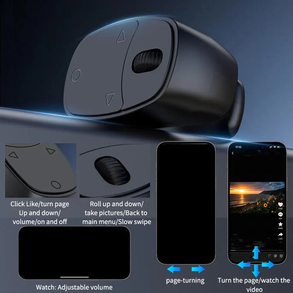 Bluetooth Page Turner Remote with Scroll Wheel - for eBooks, Videos; Wireless Shutter, Phone Stand Compatible (Volume Zoom)