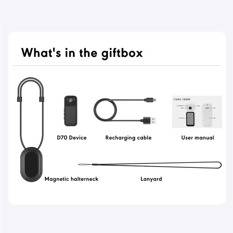 Xiaomi S70 Mini Recorder 2.7K Finger Action Camera Lightweight POV With Magnetic Belt 1.47 inch IPS Screen Bicycle Vlog Pet Cam