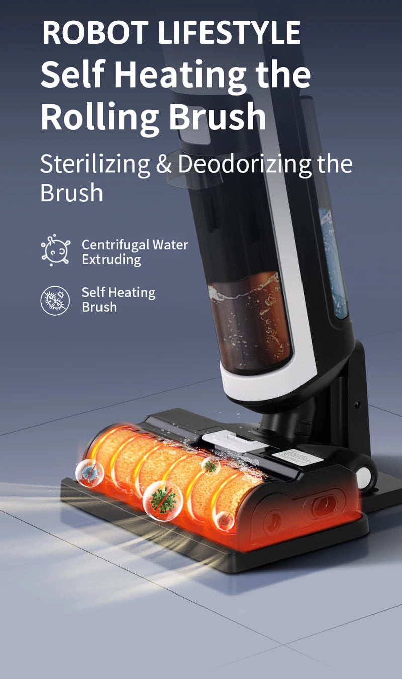 Cordless Handheld Vacuum Cleaner Wet Dry Cleaning Robot RL9Max 14000pa Super Strong Suction Self Heating Brush 4000mAh Battery