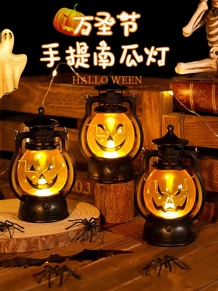 Halloween Oil Lamp,LED Electronic Wax Candle Light,Handheld Lantern,Party Atmosphere Props,Luminous Ornaments