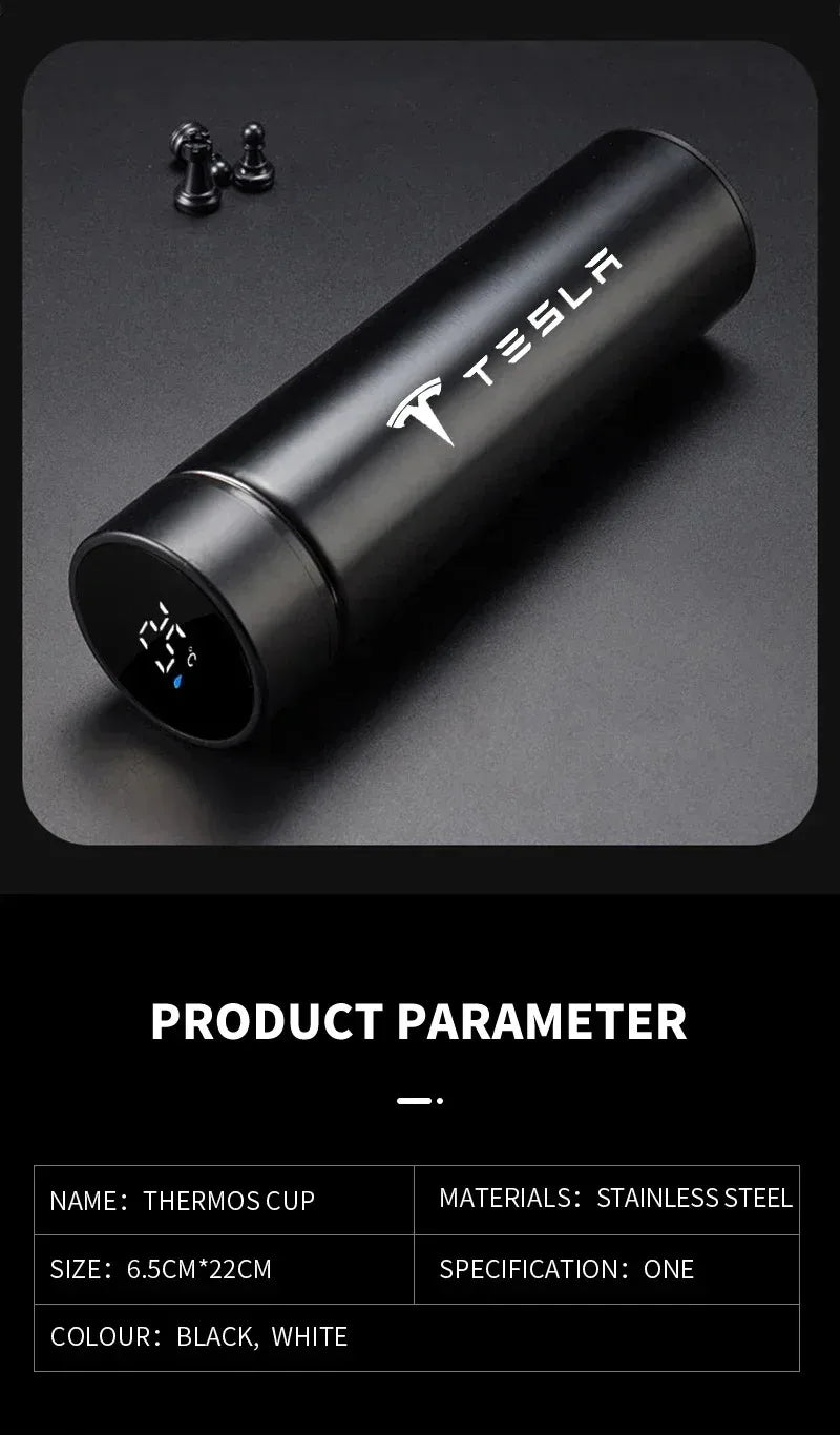 500mI Auto Digital Intelligent Thermos Cup For Tesla Model 3 X S Y P100D SpaceX Car Digital Smart Thermos Cup Auto Accessories