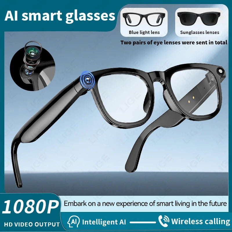 AI Smart Translate Glasses Photography Video Wifi Transmission Bluetooth Call Music Play Smart Glasses for Studying Travaling