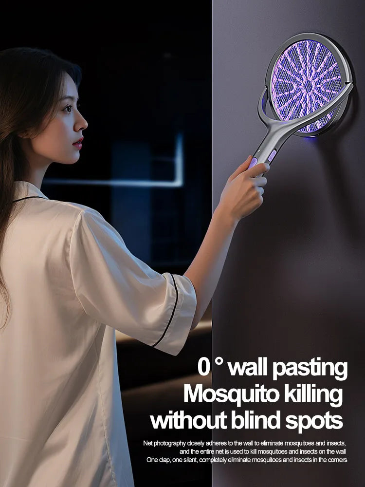 2025 Upgraded Telescopic Mosquito Killer Swatter 90° Rotatable & Wall-Mountable Extended Reach Electric Bug Zapper Home Garden