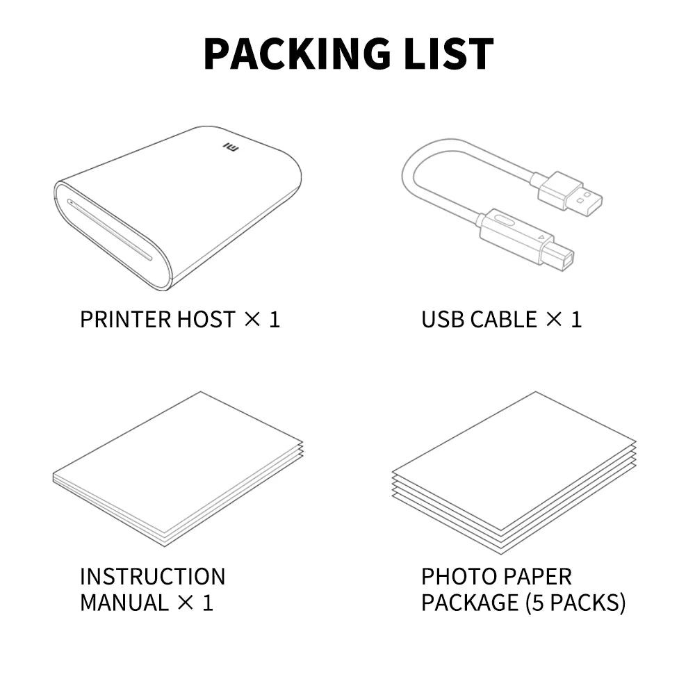 Xiaomi AR Printer 300dpi Portable Photo Mini Pocket With DIY Share 500mAh Picture Printer Pocket Printer Work With Mihome APP