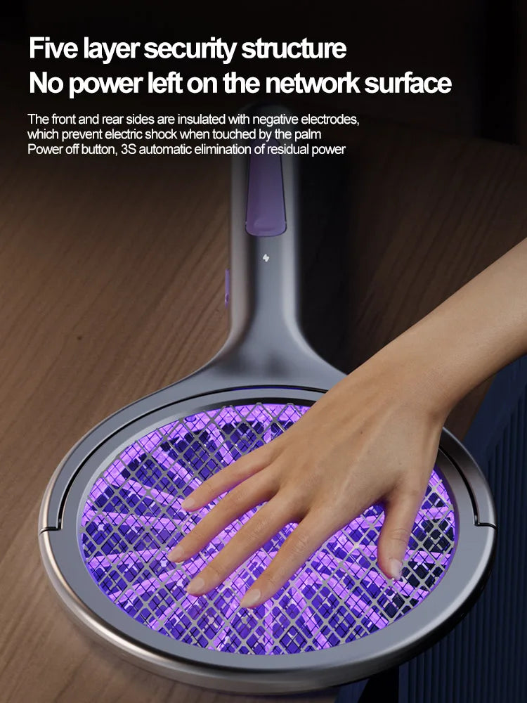 2025 Upgraded Telescopic Mosquito Killer Swatter 90° Rotatable & Wall-Mountable Extended Reach Electric Bug Zapper Home Garden