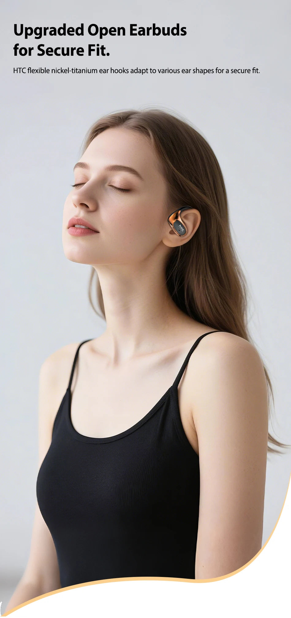 HTC NE35 Bluetooth V6.0 AI Translation Earphones OWS Sport Headphone Comfortable Ultra-light Earhook Wireless Headphone with Mic