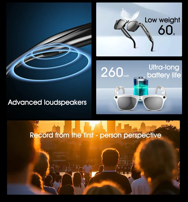 XIAOMI MIJIA 6K HD AI Smart Glasses Chat 260Mah Battery Voice Assistant Control GPT 100MP Camera Bluetooth Call  Smart Glasses