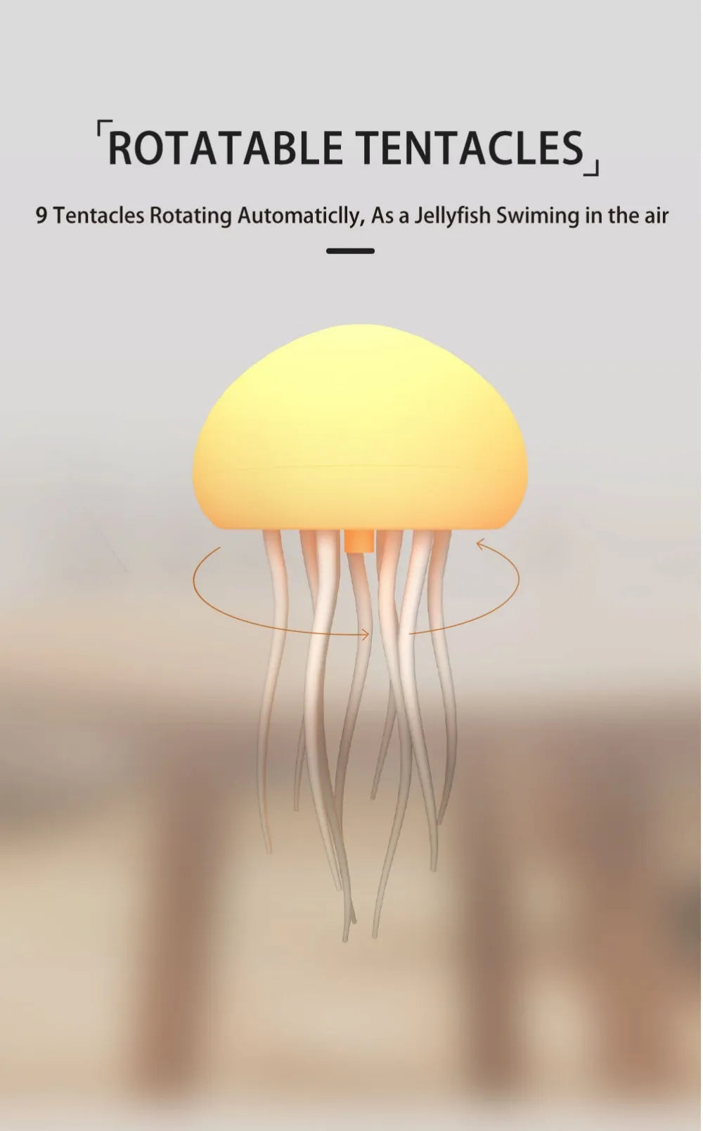 Jellyfish Cartoon Nihgt Light RGB Voice Control Jellyfish Bedside Lamp Type-C LED Night Lamp Upgraded Bluetooth Humidifier Model