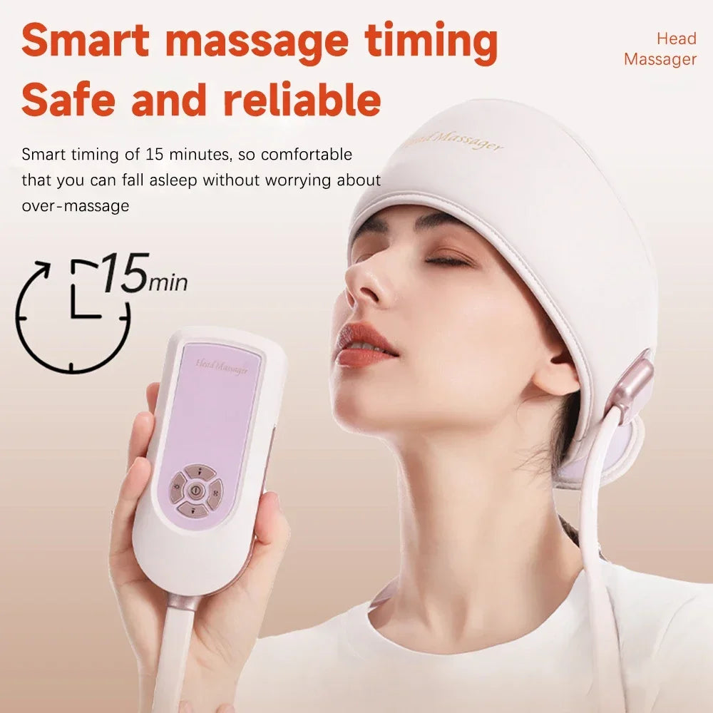 Electric Head Massager with Heat Air Pressure Head Massage Device Eye Muscle Massager Hot Compress Airbag Music 6-Zone Massager