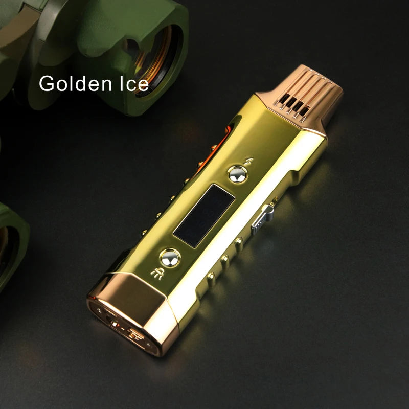 Multifunctional Gas And Electric Lighter  Double Arc  Double Blue Flame White Night Light With Power Display Outdoor Windproof