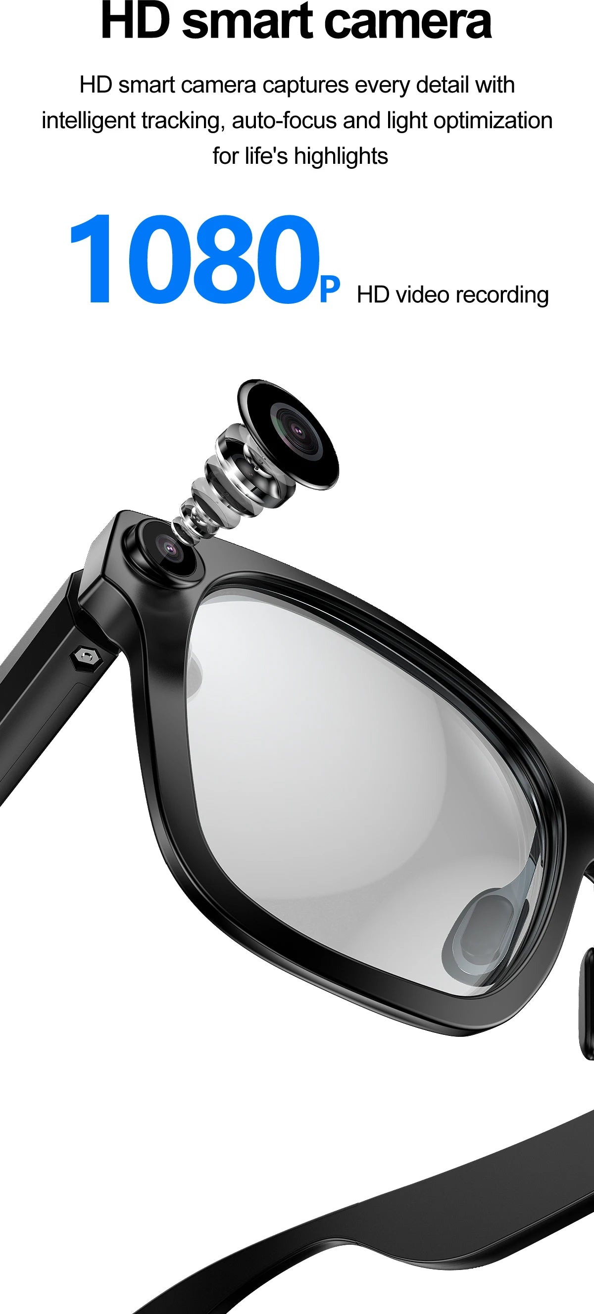 New OTA Upgrade Smart Glasses 1080P HD Camera Video Record AI Chat GPT Function Q&A Translation Wireless Call Women Men Eyeglass