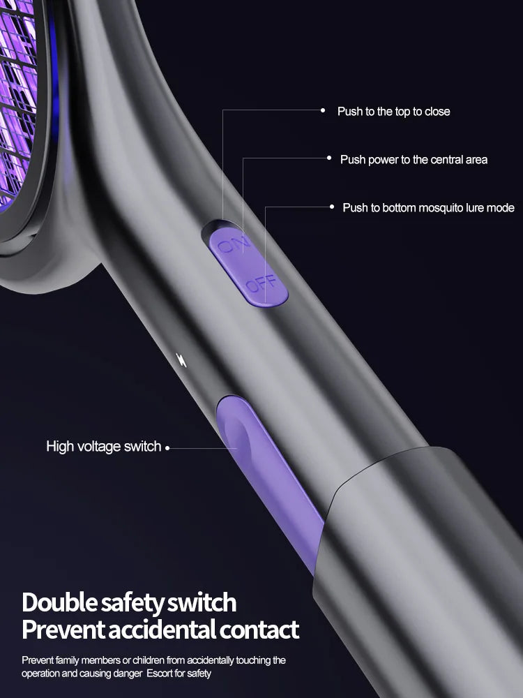 2025 Upgraded Telescopic Mosquito Killer Swatter 90° Rotatable & Wall-Mountable Extended Reach Electric Bug Zapper Home Garden