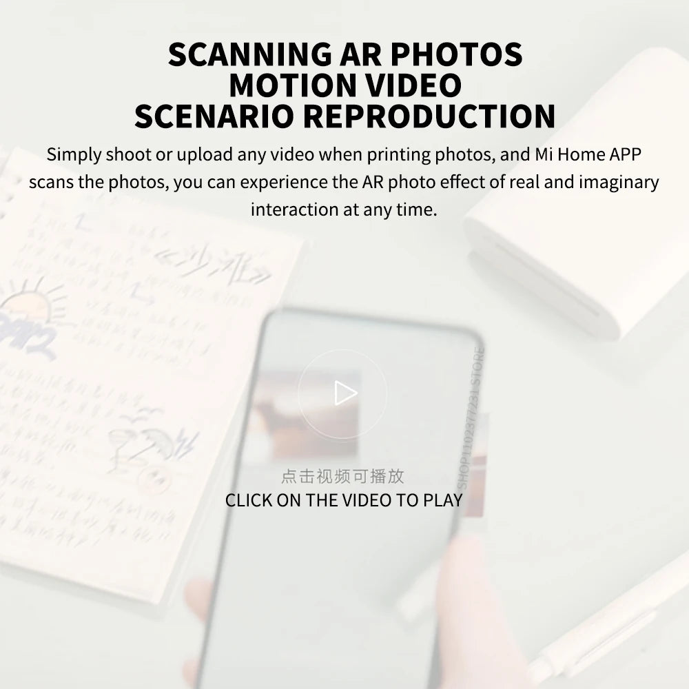 Xiaomi AR Printer 300dpi Portable Photo Mini Pocket With DIY Share 500mAh Picture Printer Pocket Printer Work With Mihome APP