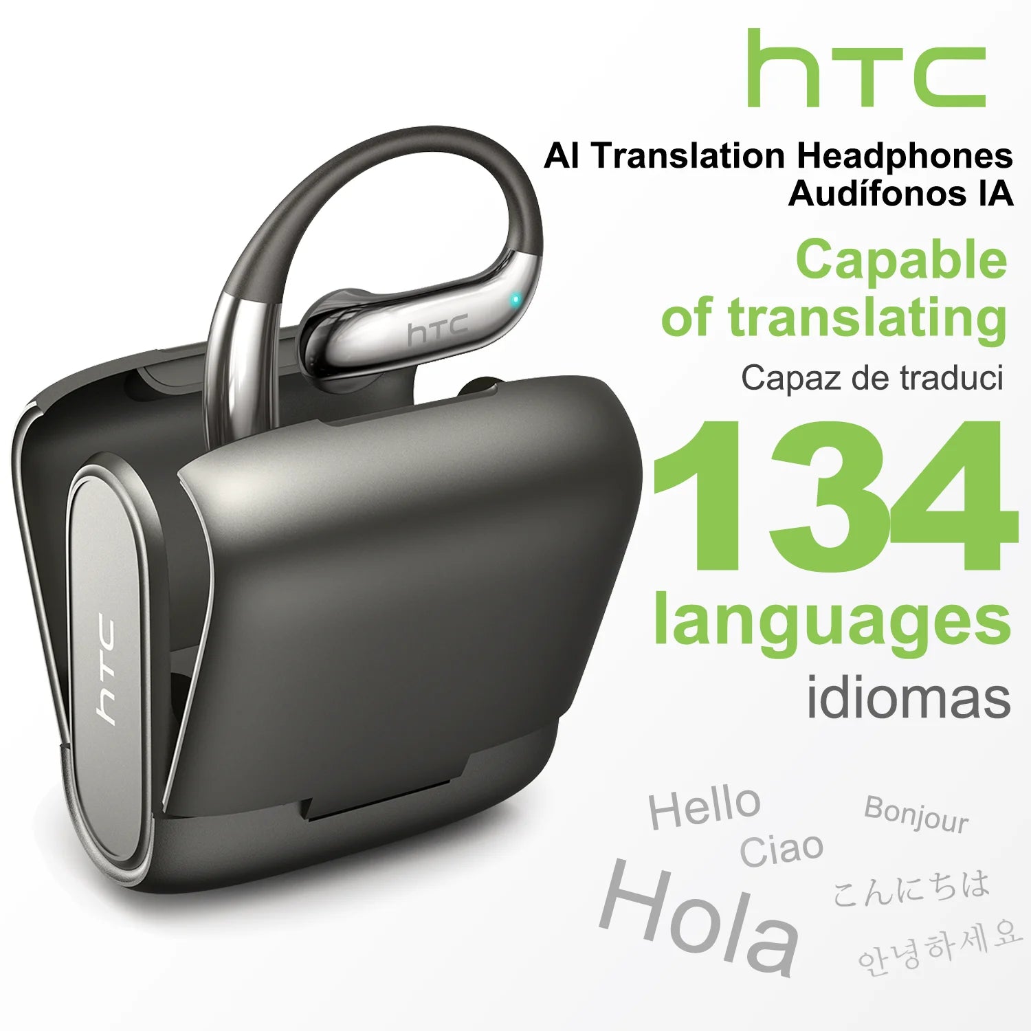 Translator HTC NE23 OWS Wireless Headphones 6.0 Translation Earphones Dual Noise Reduction Calls IP55 Professional Protection