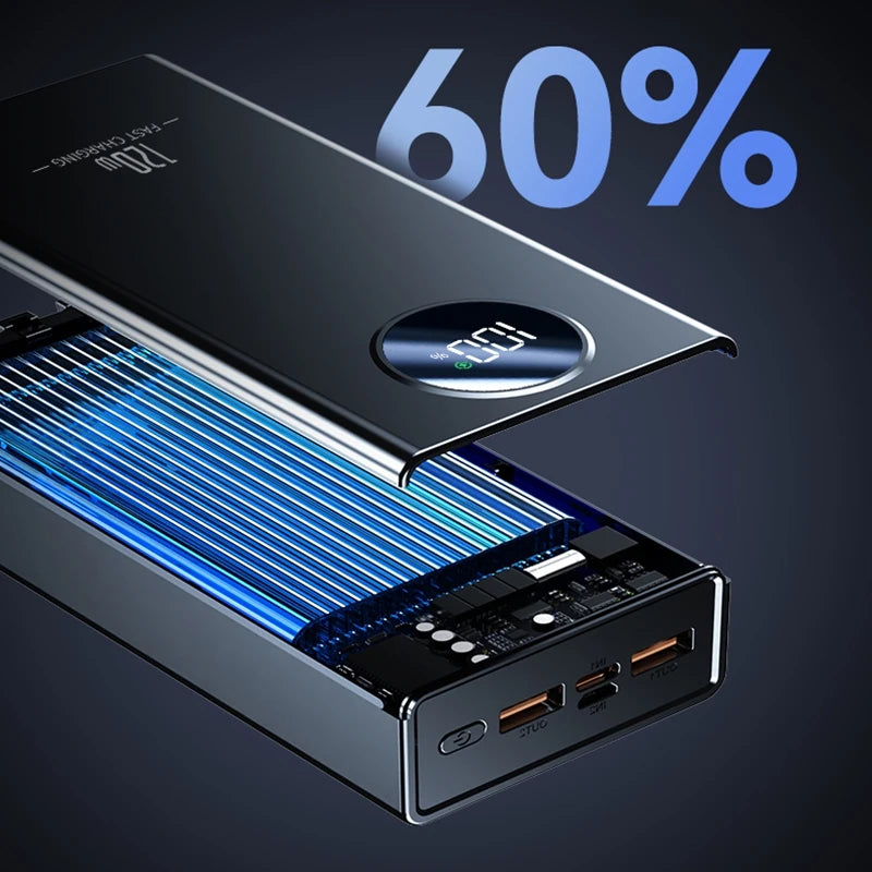 Xiaomi 120W 200000mAh Capacity Power Bank Large Capacity Super Fast Charging Portable Powerbank with 4 Wires for iPhone Huawei