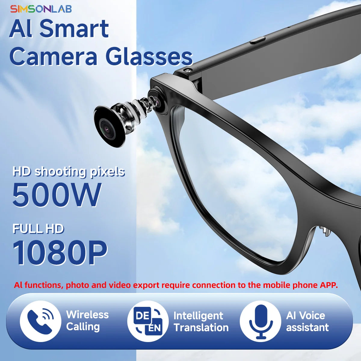 New OTA Upgrade Smart Glasses 1080P HD Camera Video Record AI Chat GPT Function Q&A Translation Wireless Call Women Men Eyeglass