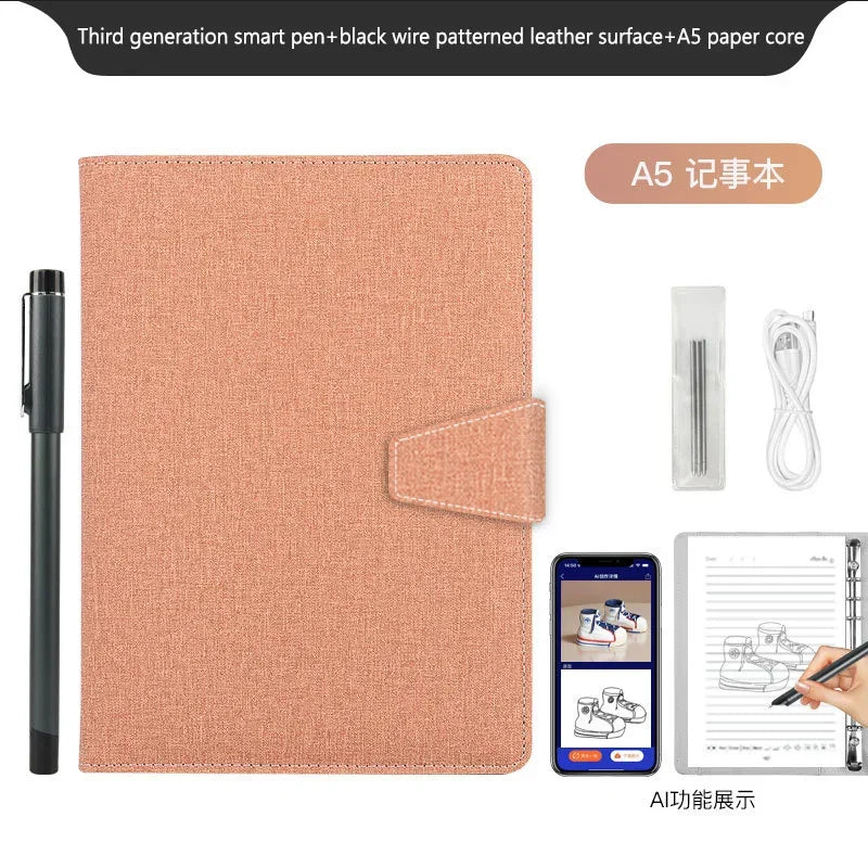 AI Bluetooth Digital Handwriting Note Book A5 Smart Sync Pen Diary Writing Set Cloud Notebook Drawing Writing Pads Playback Note