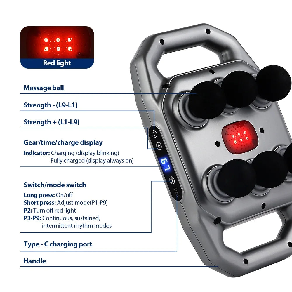 Six-head Fascia Gun High Frequency Vibration Waist Shoulder Back Leg Deep Tissue Body Massage Machine