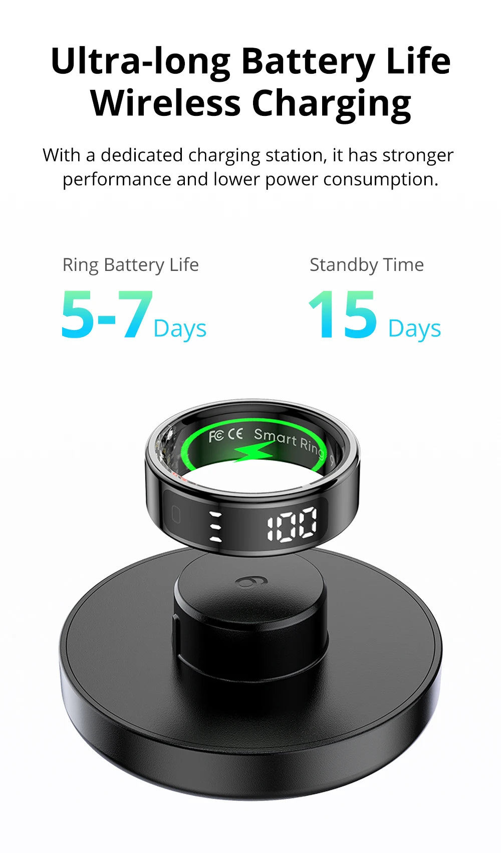 2025 COLMI R12 Smart Ring with Display Screen and Touch, Wireless Charging, Health Manager, 5 ATM Waterproof For Men Women