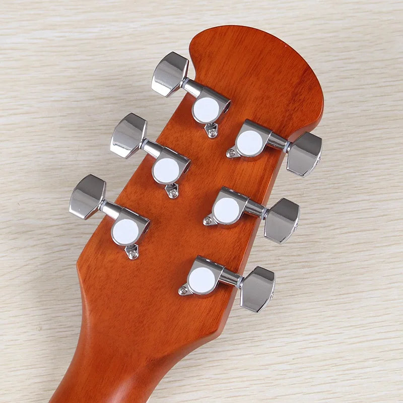 Electric Acoustic Guitar 6 Strings Round Back Ovation Model Brown 41 Inch Acoustic Guitar Cutaway Design Electric Folk Guitar