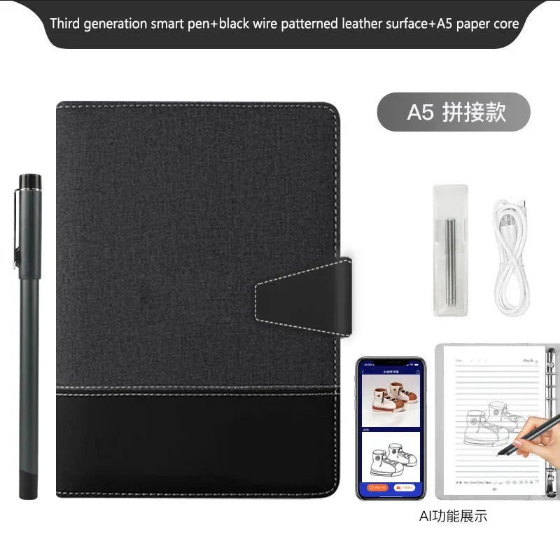 AI Bluetooth Digital Handwriting Note Book A5 Smart Sync Pen Diary Writing Set Cloud Notebook Drawing Writing Pads Playback Note