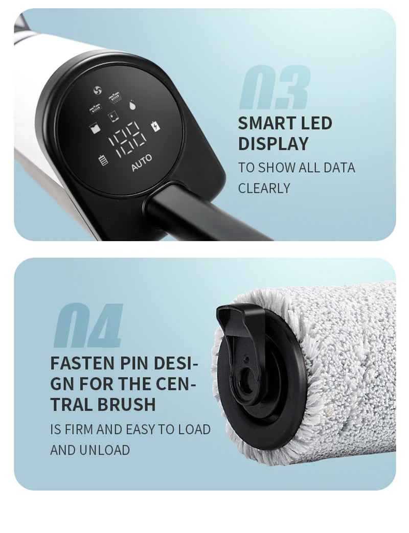 Wet Dry Vacuum Cleaner Cordless handhed Cleaning Robot Wireless RL8Pro Voice Assistant Low Noise 14000Pa Suction Battery 4000mAh