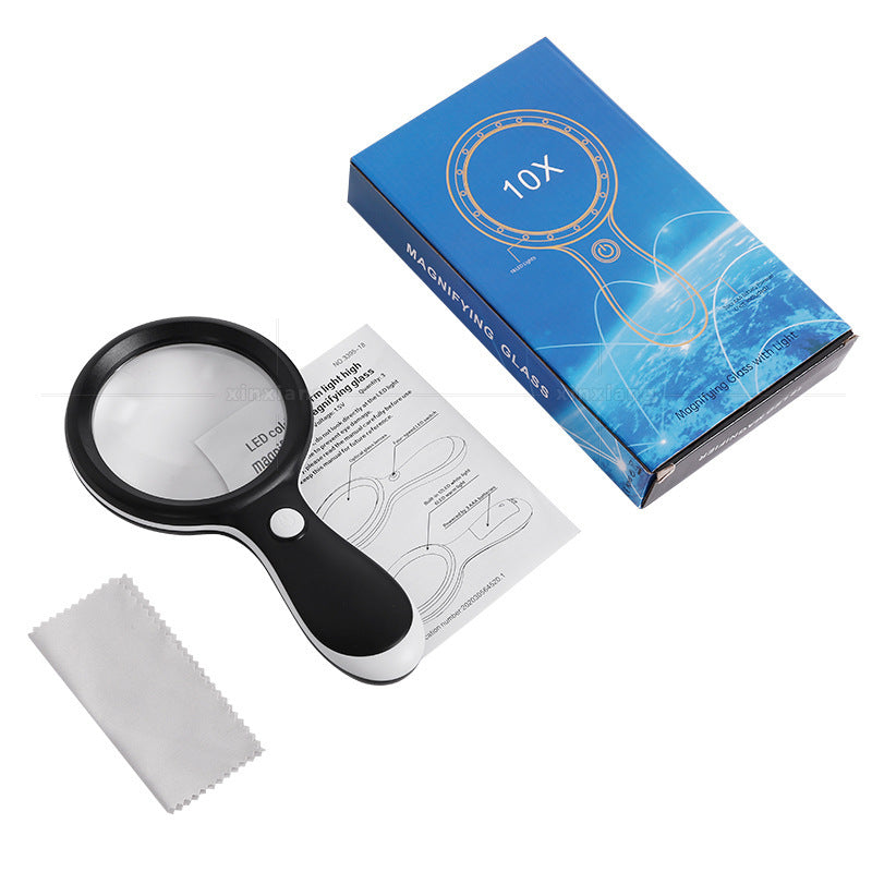 Large Mirror Handheld 10 Times HD Reading Magnifying Glass