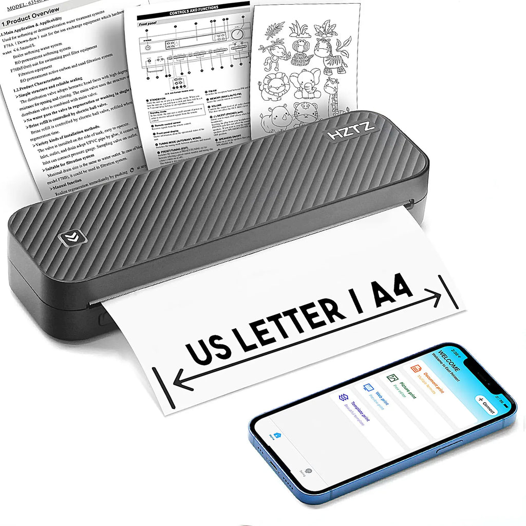 Inkless Portable A4 Thermal Printer Bluetooth PDF Excel Word Document Printing Machine Paper Roll For Office Work Home School