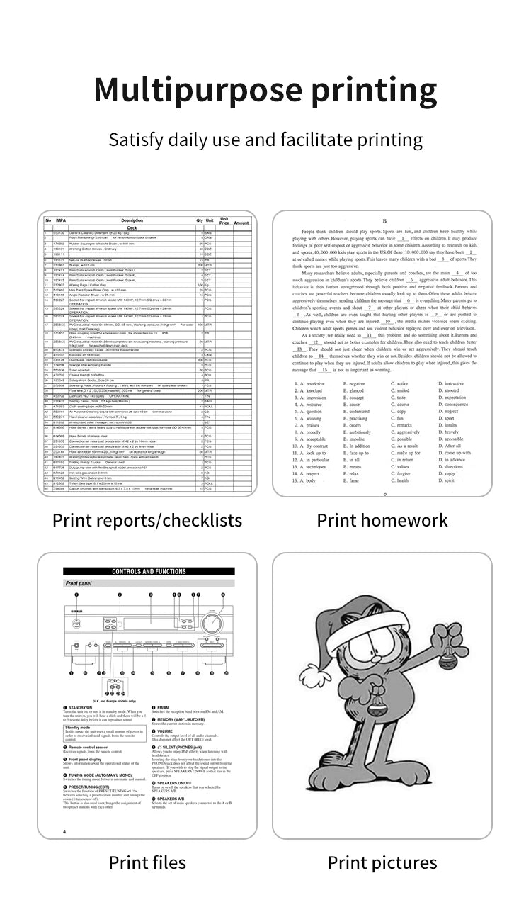 Inkless Portable A4 Thermal Printer Bluetooth PDF Excel Word Document Printing Machine Paper Roll For Office Work Home School