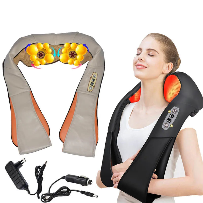 Home Car Electrical Body Neck Massager Back Relaxation Massagem U Shape Shoulder Shiatsu Infrared heated 3D Kneading Shawl belt