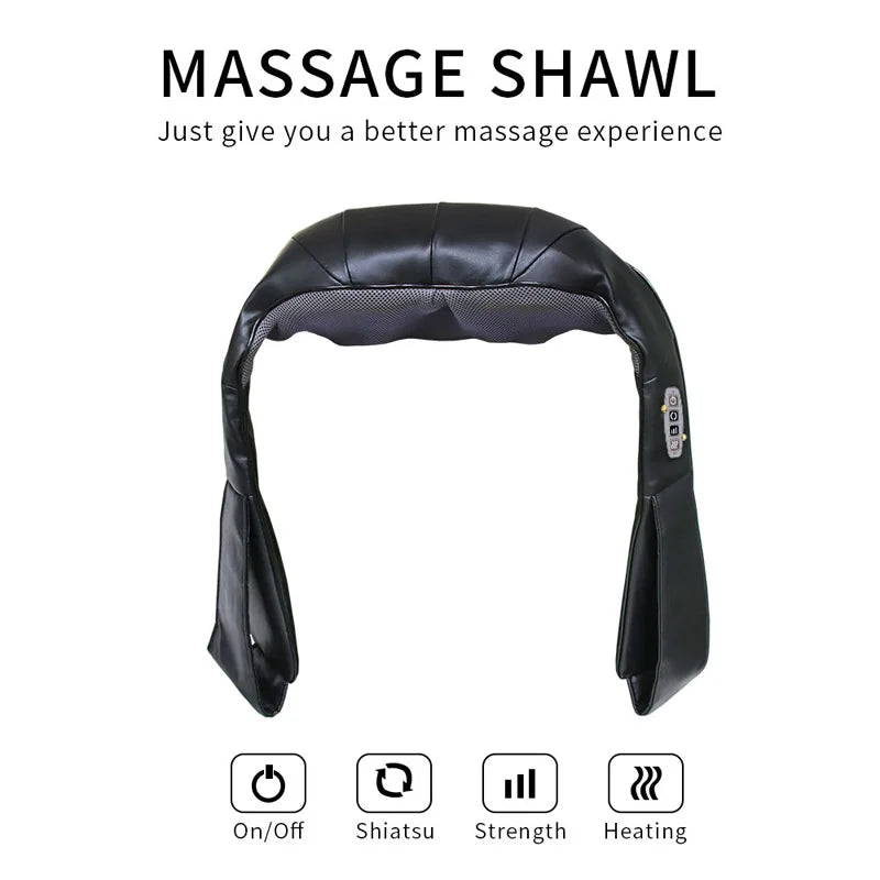 Home Car Electrical Body Neck Massager Back Relaxation Massagem U Shape Shoulder Shiatsu Infrared heated 3D Kneading Shawl belt