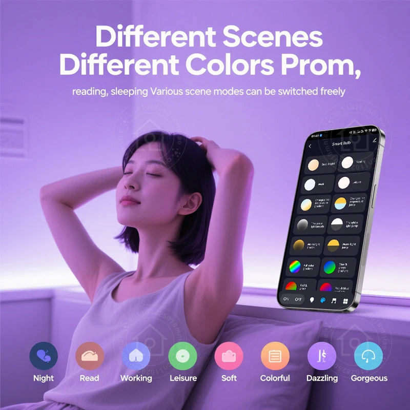 Tuya Smart LED Bulb E27 Smart Life APP Control Dimmable Light Bluetooth RGB Lamp 220-240V Bedroom Decoration Party Lighting 9W