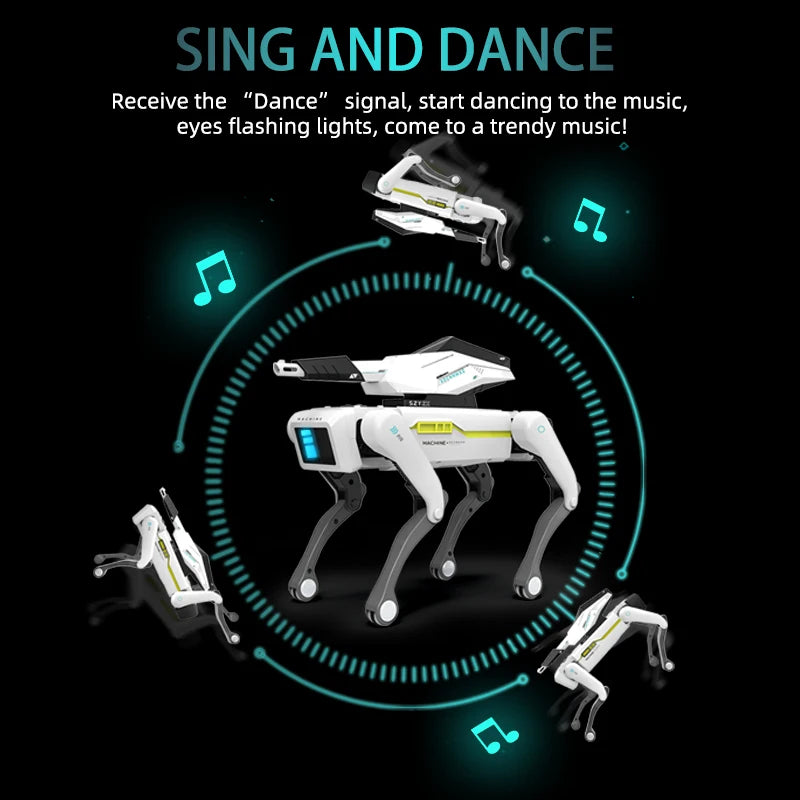 Teeggi Electric RC Intelligent Robot Dog Multifunction RC Mechanical Dog with turret Educational Toy Bionic Smart Robot Toy Gift