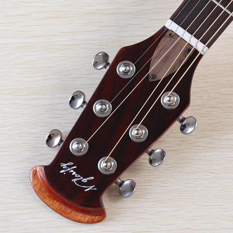 Electric Acoustic Guitar 6 Strings Round Back Ovation Model Brown 41 Inch Acoustic Guitar Cutaway Design Electric Folk Guitar