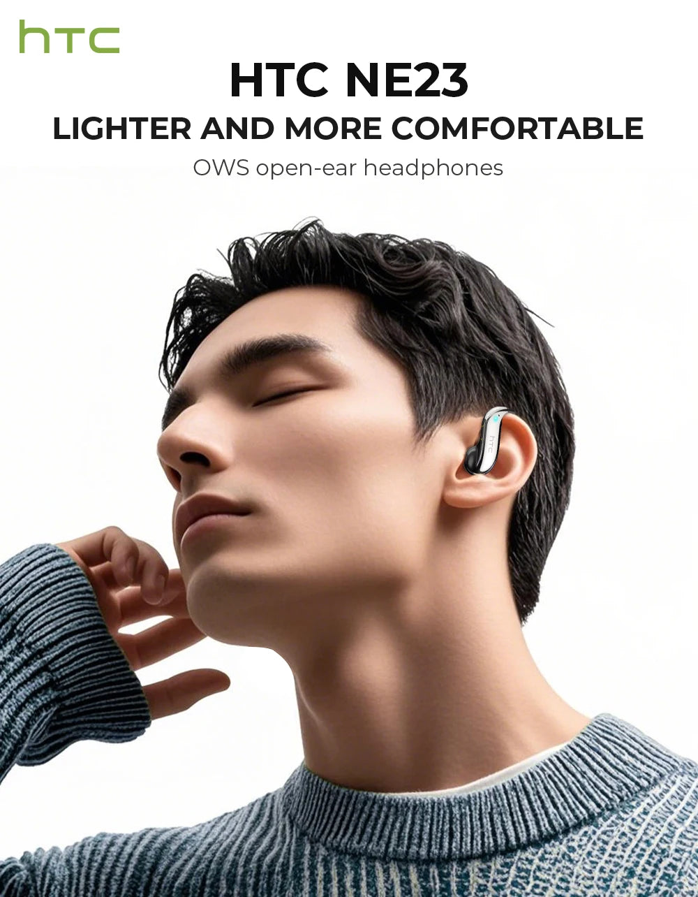 Translator HTC NE23 OWS Wireless Headphones 6.0 Translation Earphones Dual Noise Reduction Calls IP55 Professional Protection