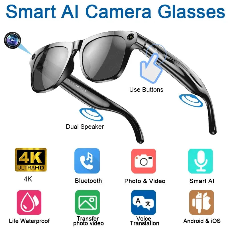 XIAOMI MIJIA 6K HD AI Smart Glasses Chat 260Mah Battery Voice Assistant Control GPT 100MP Camera Bluetooth Call  Smart Glasses