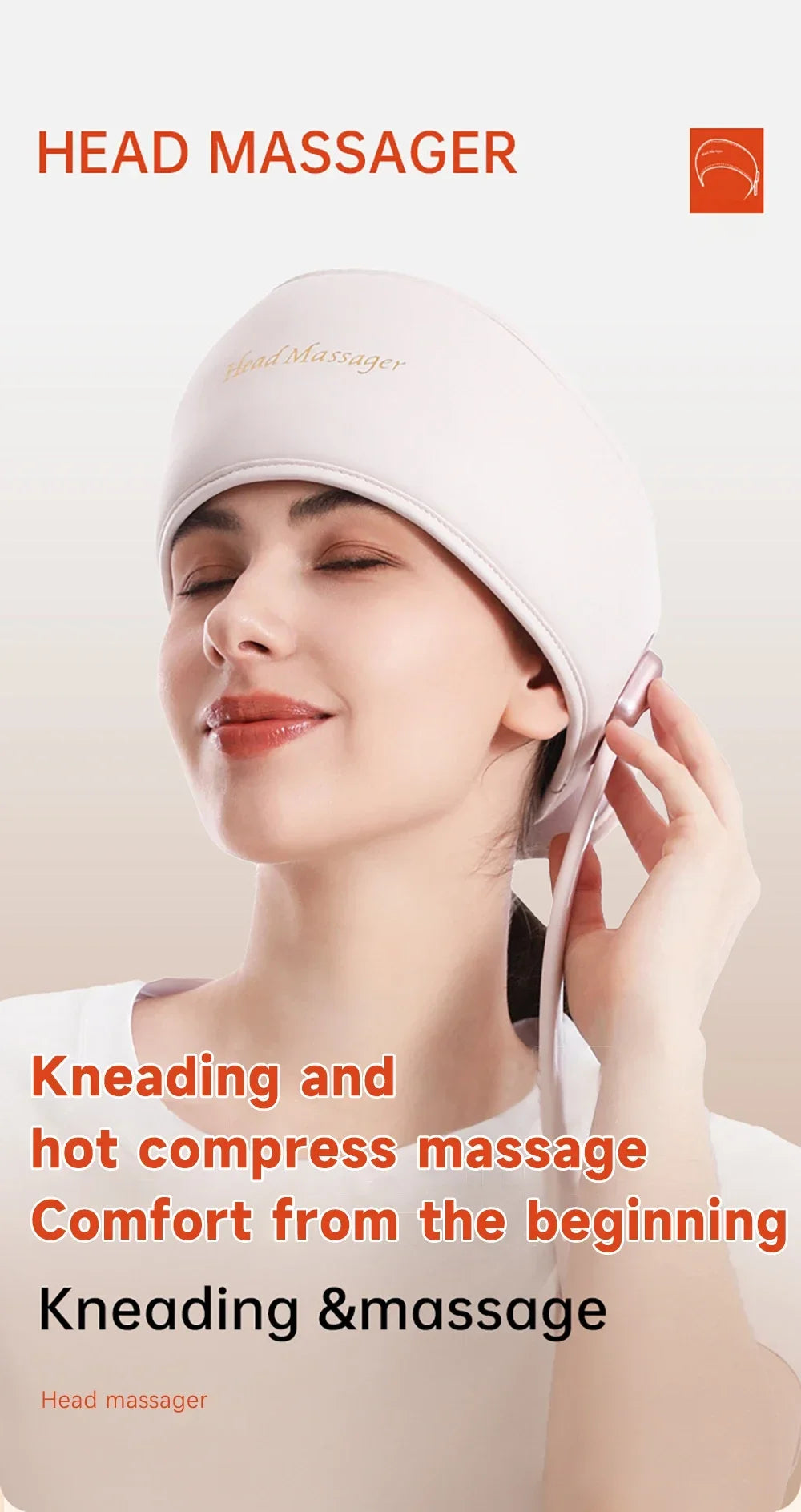 Electric Head Massager with Heat Air Pressure Head Massage Device Eye Muscle Massager Hot Compress Airbag Music 6-Zone Massager