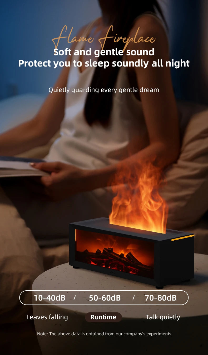Flame Essential Oil Diffuser, 3D Flame Fireplace Aromatherapy Machine Colorful Humidifier with Remote Control, Fireplace Flame