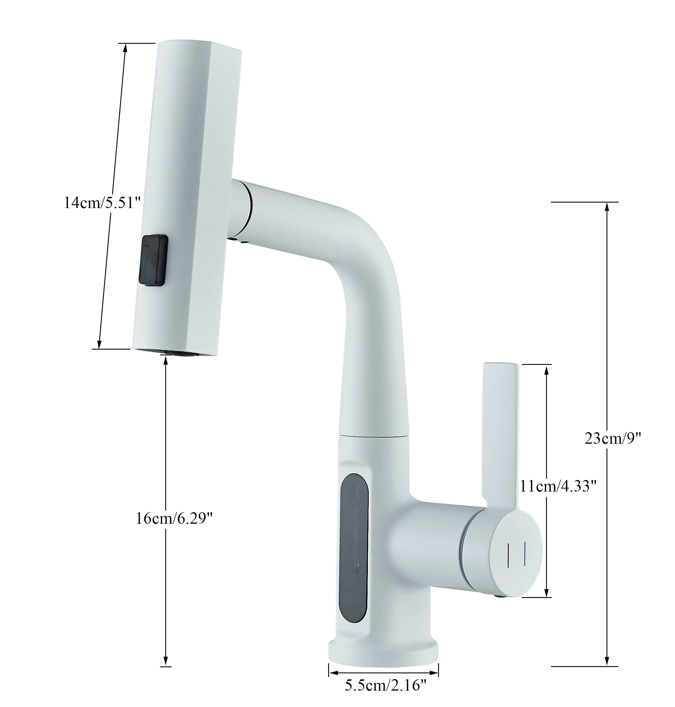 Digital Display Bathroom Basin Faucet Pull Out 3 Ways Nozzle Rainfall Stream Sprayer Crane Lifting Hot Cold Water Mixer Tap