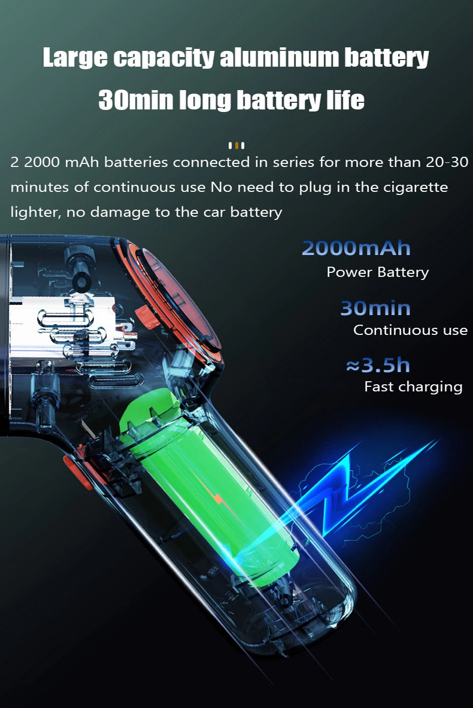 8000Pa Car Vacuum Cleaner Handheld Wireless Portable Strong Suction Low Noise Pet Cat Hair Vacuum Cleaners  For Cars Home